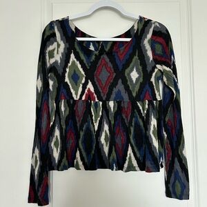 Ikat Longsleeve Peplum Top | Small